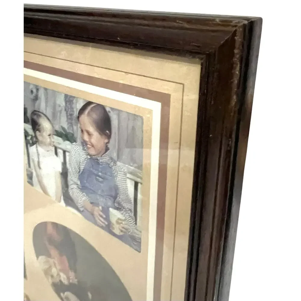 Vintage 60s Brass Photo Picture Frame Bi-Fold Double Hollywood Regency 5x7”